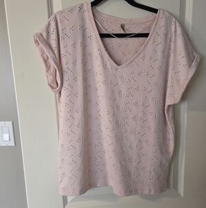 Pink Eyelet Women Top